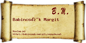 Babincsák Margit névjegykártya